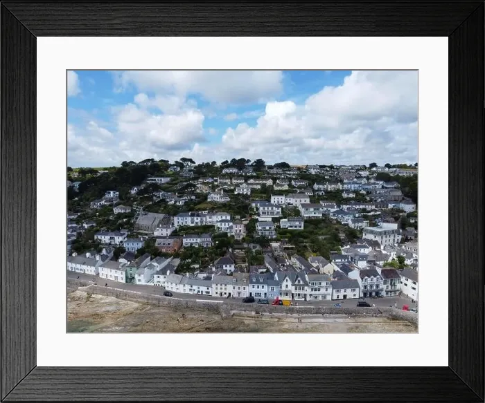 Framed Print : St Mawes harbour aerial drone cornwall england uk Framed Print : St Mawes harbour aerial drone cornwall england uk