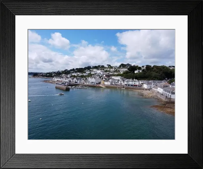 Framed Print : St Mawes harbour aerial drone cornwall england uk Framed Print : St Mawes harbour aerial drone cornwall england uk