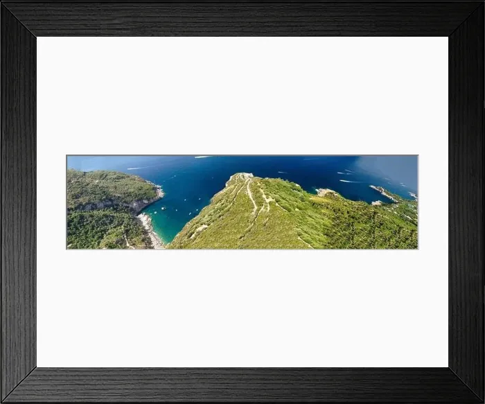 Framed Print : Amalfi coast from Punta Campanella near Sorrento. Amazing aerial view from drone in summer season Framed Print : Amalfi coast from Punta Campanella near Sorrento. Amazing aerial view from drone in summer season
