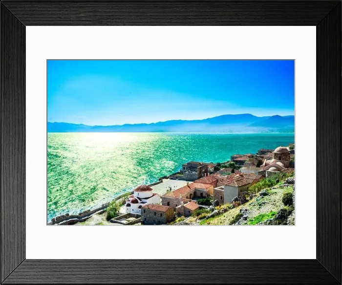 Framed Print : Fortified City Monemvasia Laconia, Greece, Peloponnese Framed Print : Fortified City Monemvasia Laconia, Greece, Peloponnese