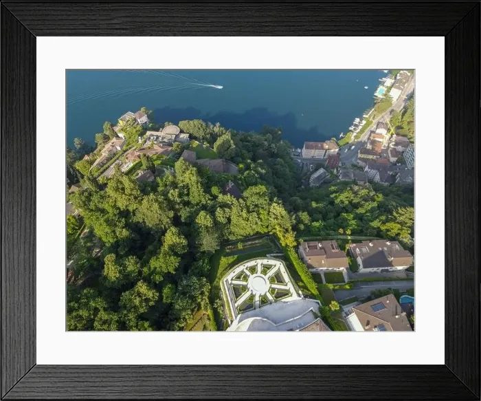 Framed Print : Drone view at Lugano and his lake in the italian part of Switzerland Framed Print : Drone view at Lugano and his lake in the italian part of Switzerland