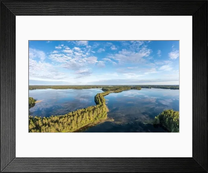 Framed Print : Boreal aka taiga forests and lake in Saimaa lake region in Finland Framed Print : Boreal aka taiga forests and lake in Saimaa lake region in Finland