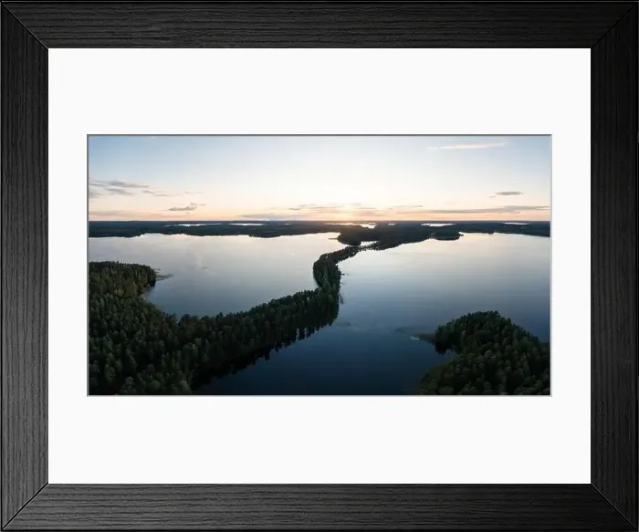Framed Print : Aerial view of Punkaharju scenic area at sunset in Finland Framed Print : Aerial view of Punkaharju scenic area at sunset in Finland