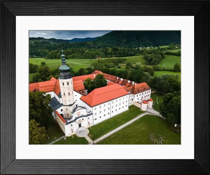 Framed Print : Cistercian Abbey and Kostanjevica na Krki Castle in Slovenia Aerial Drone Photo Framed Print : Cistercian Abbey and Kostanjevica na Krki Castle in Slovenia Aerial Drone Photo
