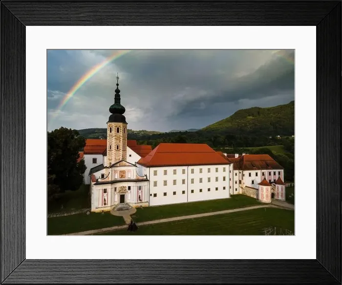 Framed Print : Cistercian Monastery Kostanjevica na Krki, Castle Kostanjevica, Slovenia with Rainbow after Storm Framed Print : Cistercian Monastery Kostanjevica na Krki, Castle Kostanjevica, Slovenia with Rainbow after Storm