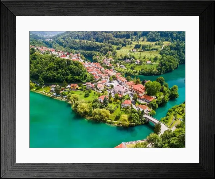 Framed Print : Most na Soci by Emerald Green Soca River in Slovenia Framed Print : Most na Soci by Emerald Green Soca River in Slovenia