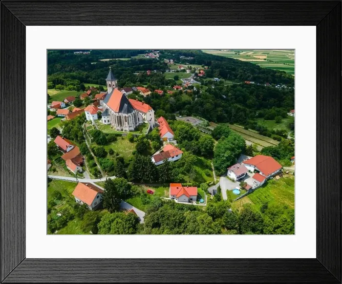 Framed Print : Church of The Mother of God in Ptujska Gora, Slovenia on Hill Top. Aerial Drone View Framed Print : Church of The Mother of God in Ptujska Gora, Slovenia on Hill Top. Aerial Drone View