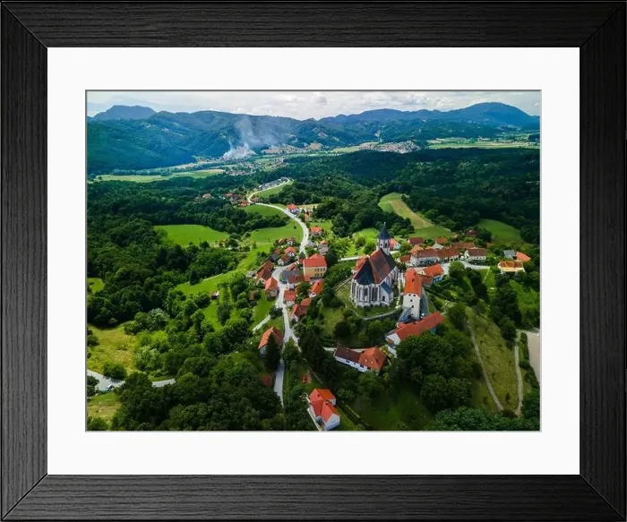 Framed Print : Ptujska Gora Church on Hill Top in Slovenia Countrtyside. Drone Scenic View Framed Print : Ptujska Gora Church on Hill Top in Slovenia Countrtyside. Drone Scenic View