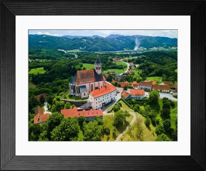 Framed Print : Ptujska Gora Church on Hill Top in Slovenia Countrtyside. Drone Scenic View Framed Print : Ptujska Gora Church on Hill Top in Slovenia Countrtyside. Drone Scenic View