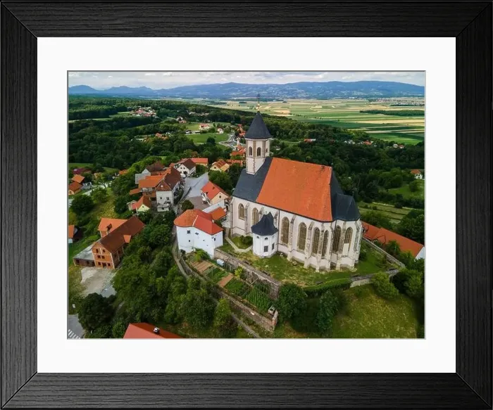 Framed Print : Ptujska Gora Church on Hill Top in Slovenia Countrtyside. Drone Scenic View Framed Print : Ptujska Gora Church on Hill Top in Slovenia Countrtyside. Drone Scenic View