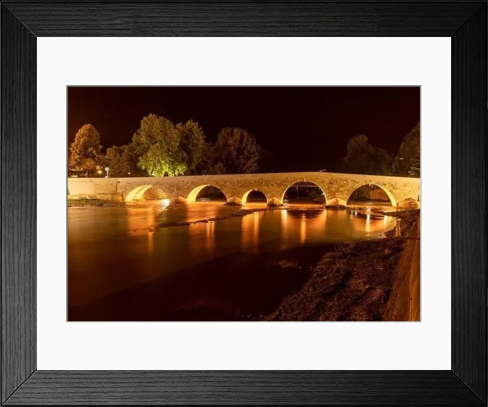 Framed Print : Night shot of the historical stone bridge in the Taşova district of Amasya Framed Print : Night shot of the historical stone bridge in the Taşova district of Amasya