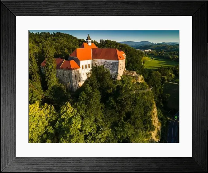Framed Print : Borl Castle in Dolane Slovenia at Hill Top at Drava River Bank. Gestapo Prison During World War Two