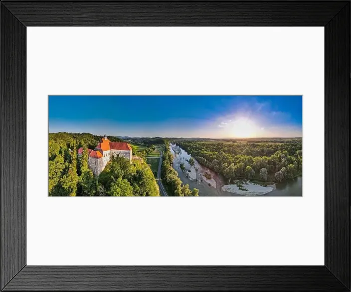 Framed Print : Aerial Panoramic View Over Borl Castle in Slovenia and Drava River Framed Print : Aerial Panoramic View Over Borl Castle in Slovenia and Drava River