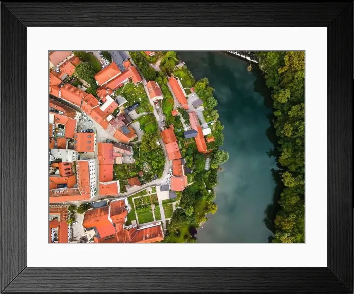 Framed Print : Novo Mesto Cityscape at Bend of the Krka River in Slovenia Lower Carniola Region. Aerial Drone View Framed Print : Novo Mesto Cityscape at Bend of the Krka River in Slovenia Lower Carniola Region. Aerial Drone View