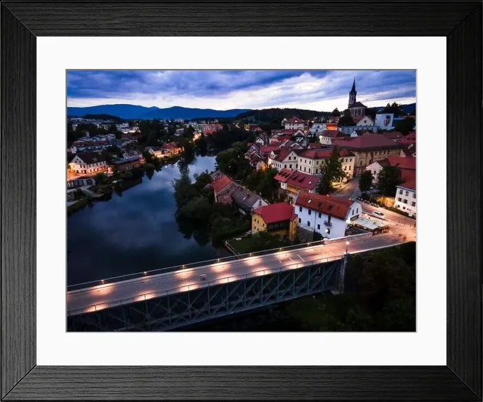 Framed Print : Evening Cityscape of Novo Mesto in Lover Carniola Region in Slovenia at River Krka Bend. Drone View Framed Print : Evening Cityscape of Novo Mesto in Lover Carniola Region in Slovenia at River Krka Bend. Drone View