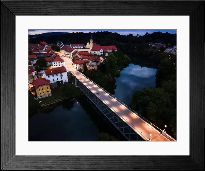 Framed Print : Illuminated at Night Novo Mesto in Lover Carniola Region in Slovenia at River Krka Bend. Drone View Framed Print : Illuminated at Night Novo Mesto in Lover Carniola Region in Slovenia at River Krka Bend. Drone View