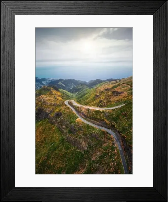 Framed Print : Bendy Mountain Road in Madeira, Portugal, post processed using exposure bracketing Framed Print : Bendy Mountain Road in Madeira, Portugal, post processed using exposure bracketing