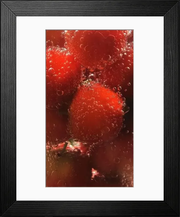 Framed Print : cherry fruit in soda water. Macro shot of bubbles surrounding a cherry in water.beautiful colorful background pattern Framed Print : cherry fruit in soda water. Macro shot of bubbles surrounding a cherry in water.beautiful colorful background pattern