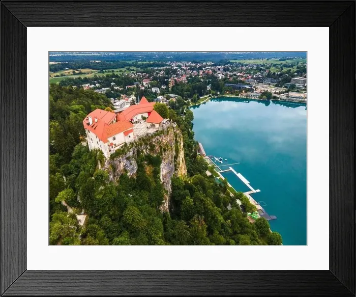 Framed Print : Bled Castle and Lake Bled in Slovenia Aerial Drone Photo Framed Print : Bled Castle and Lake Bled in Slovenia Aerial Drone Photo