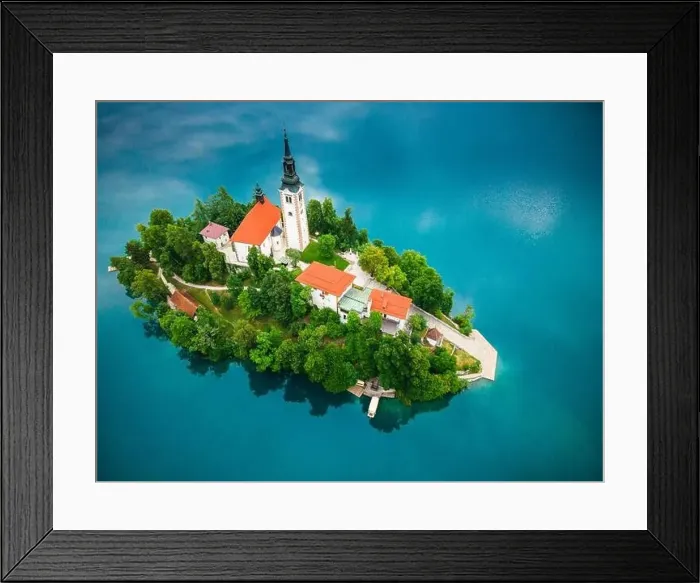 Framed Print : Famous Bled Church on Lake Bled in Slovenia