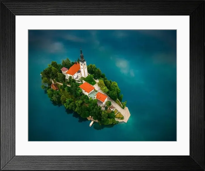 Framed Print : Lake Bled Most Famous Church on Island in Slovenia Framed Print : Lake Bled Most Famous Church on Island in Slovenia