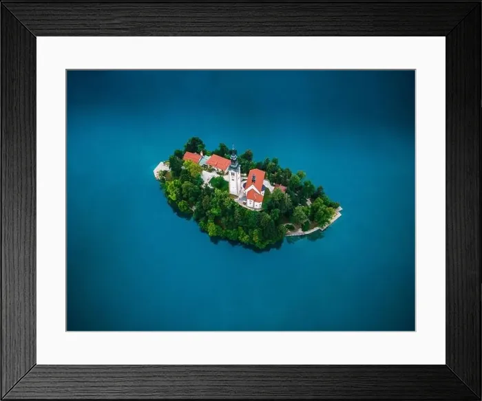 Framed Print : Church on Island on Lake Bled in Slovenia Framed Print : Church on Island on Lake Bled in Slovenia