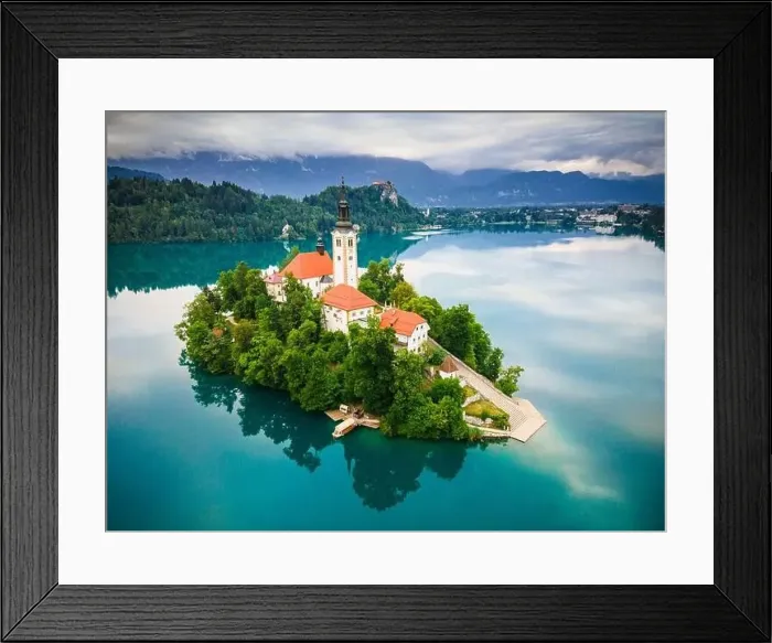 Framed Print : Bled Lake Alpine Landscape and Landmark in Slovenia Framed Print : Bled Lake Alpine Landscape and Landmark in Slovenia
