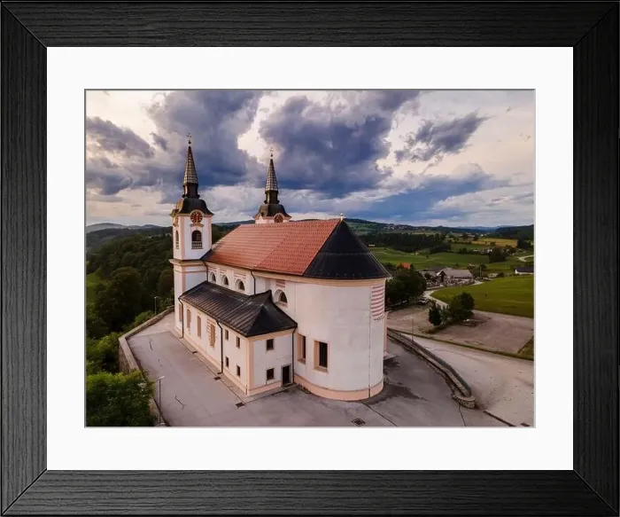Framed Print : Orthodox Church of Saint Mohorja in Fortunata in Zuzumberk ( Seisenberk ) Slovenia. Drone View Framed Print : Orthodox Church of Saint Mohorja in Fortunata in Zuzumberk ( Seisenberk ) Slovenia. Drone View