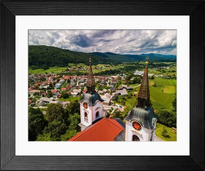 Framed Print : Church in Zuzemberk ( Seisenberk ) in Slovenia of Saint Mohorja in Fortunata. Drone View Framed Print : Church in Zuzemberk ( Seisenberk ) in Slovenia of Saint Mohorja in Fortunata. Drone View