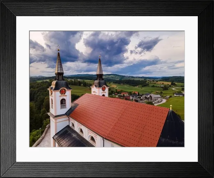 Framed Print : Church in Zuzemberk ( Seisenberk ) in Slovenia of Saint Mohorja in Fortunata. Drone View Framed Print : Church in Zuzemberk ( Seisenberk ) in Slovenia of Saint Mohorja in Fortunata. Drone View
