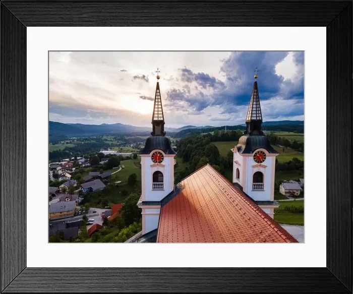 Framed Print : Church in Zuzemberk ( Seisenberk ) in Slovenia of Saint Mohorja in Fortunata. Drone View Framed Print : Church in Zuzemberk ( Seisenberk ) in Slovenia of Saint Mohorja in Fortunata. Drone View