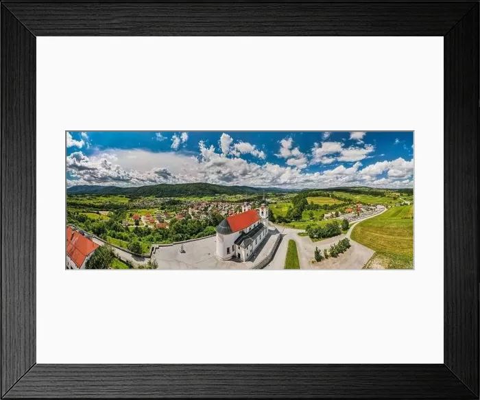Framed Print : Panoramic view Orthodox Church of Saint Mohorja in Fortunata in Zuzumberk ( Seisenberk ) Slovenia. Drone View Framed Print : Panoramic view Orthodox Church of Saint Mohorja in Fortunata in Zuzumberk ( Seisenberk ) Slovenia. Drone View