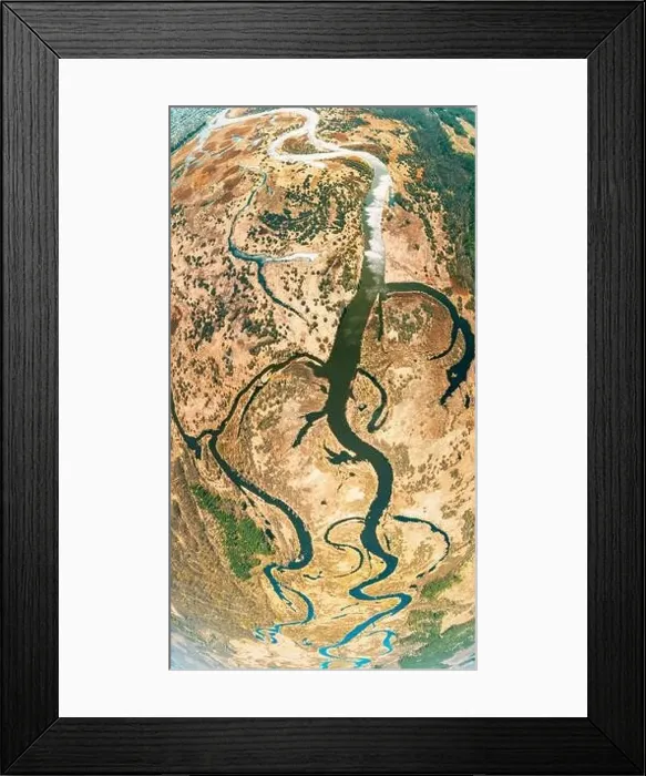 Framed Print : Aerial View River Landscape In Sunny Spring Day Framed Print : Aerial View River Landscape In Sunny Spring Day