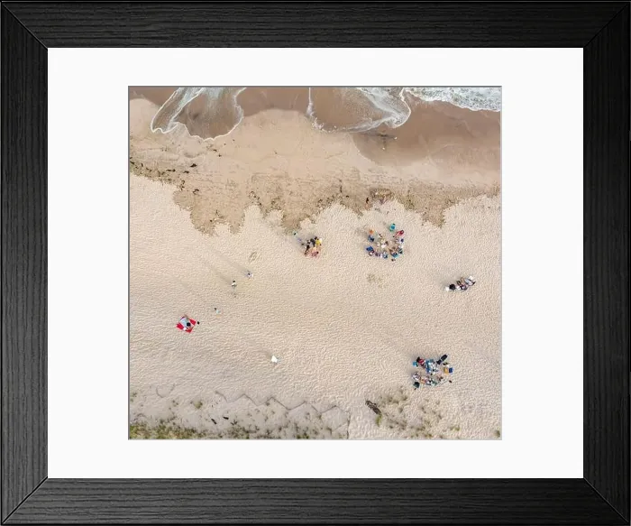 Framed Print : Aerial view of people at flying point beach, Watermill, NY Framed Print : Aerial view of people at flying point beach, Watermill, NY