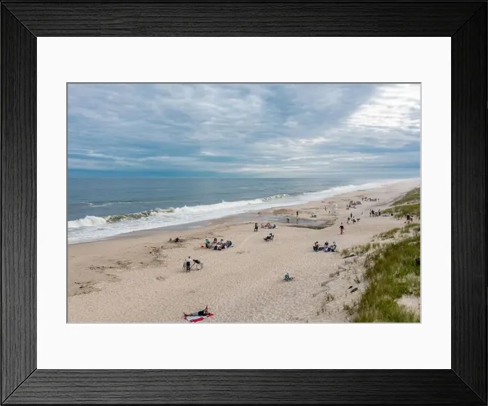 Framed Print : Aerial view of people at flying point beach, Watermill, NY Framed Print : Aerial view of people at flying point beach, Watermill, NY