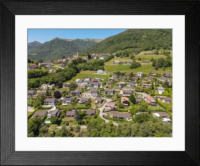 Framed Print : Drone view at the village of Arosio on the italian part of Switzerland Framed Print : Drone view at the village of Arosio on the italian part of Switzerland