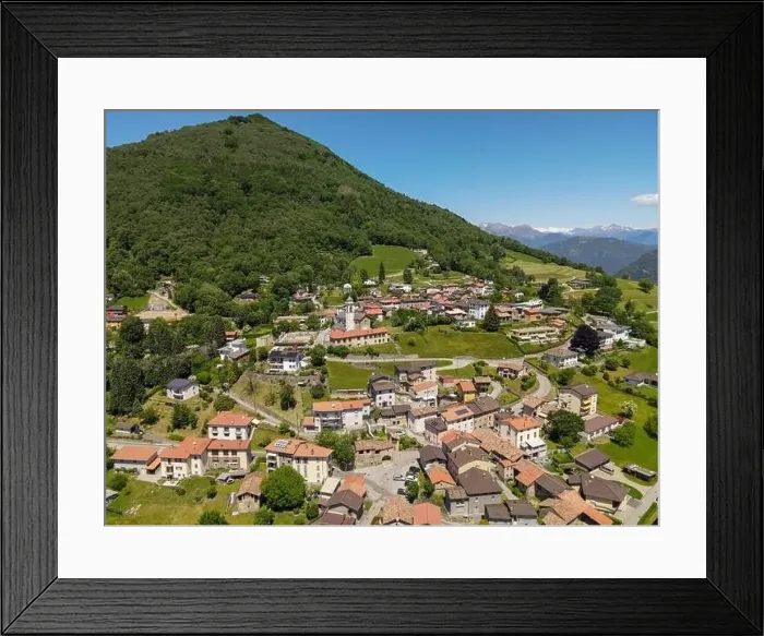 Framed Print : Drone view at the village of Arosio on the italian part of Switzerland Framed Print : Drone view at the village of Arosio on the italian part of Switzerland