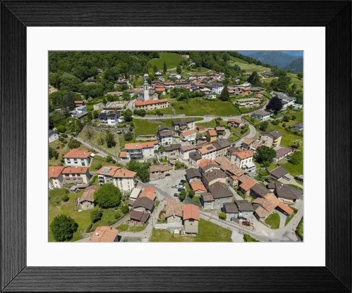 Framed Print : Drone view at the village of Arosio on the italian part of Switzerland Framed Print : Drone view at the village of Arosio on the italian part of Switzerland
