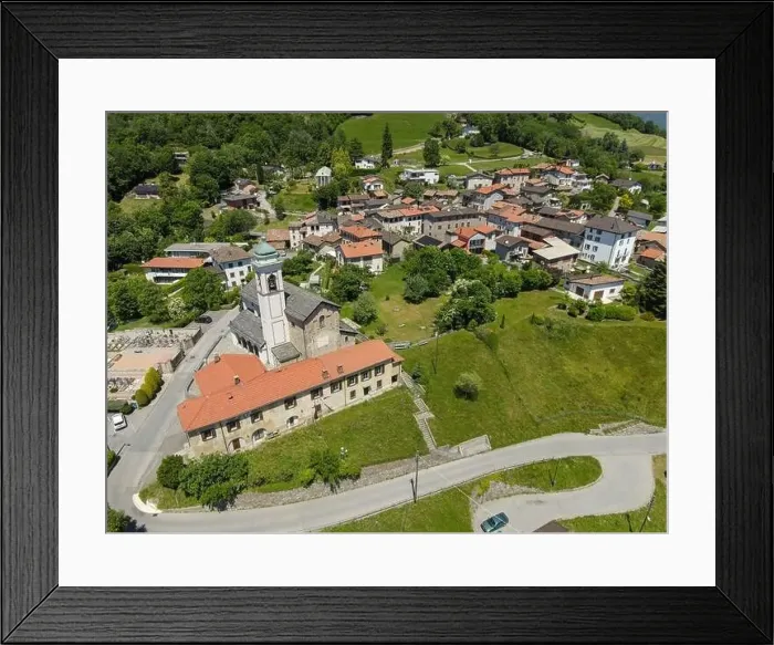 Framed Print : Drone view at the village of Arosio on the italian part of Switzerland Framed Print : Drone view at the village of Arosio on the italian part of Switzerland