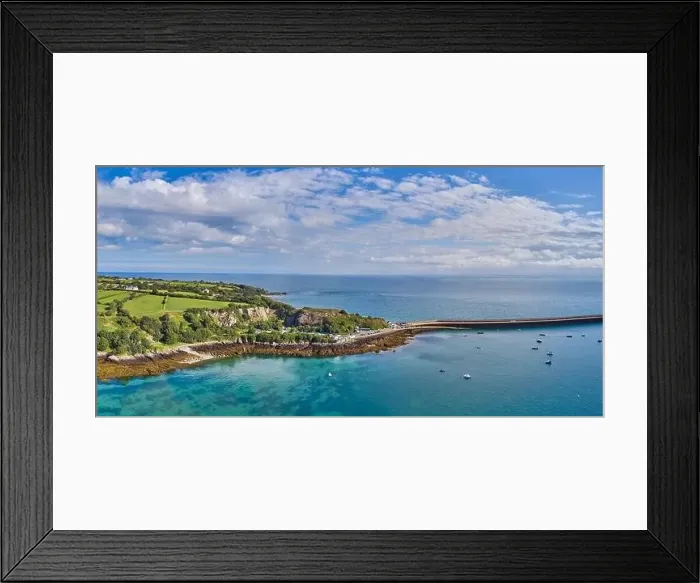 Framed Print : Panoramic aerial drone view of St Cahrerine's Breakwater, Jersey CI Framed Print : Panoramic aerial drone view of St Cahrerine's Breakwater, Jersey CI