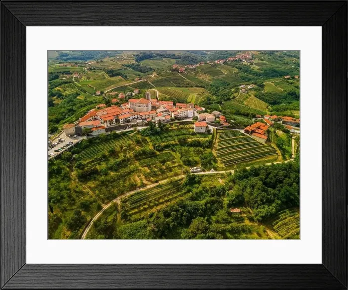 Framed Print : Smartno Townscape and Goriska Brda a Famous Wine Region of Slovenia Located Near Italy. Drone Aerial view Framed Print : Smartno Townscape and Goriska Brda a Famous Wine Region of Slovenia Located Near Italy. Drone Aerial view