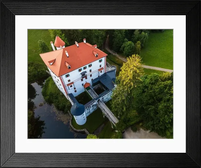 Framed Print : Slovenia Sneznik Castle (Grad Snežnik ) located in Loska Dolina. Aerial Drone View Framed Print : Slovenia Sneznik Castle (Grad Snežnik ) located in Loska Dolina. Aerial Drone View