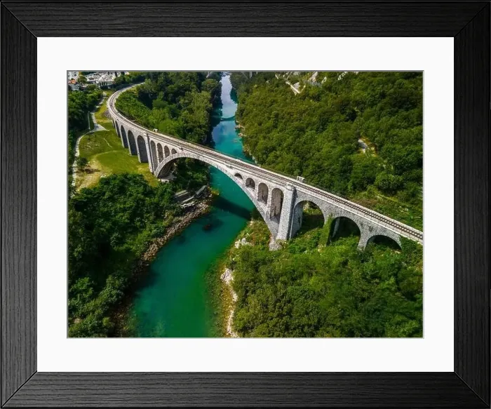 Framed Print : Solkan Bridge in Slovenia. World Largest Rail Arch Stone Bridge in the World Framed Print : Solkan Bridge in Slovenia. World Largest Rail Arch Stone Bridge in the World