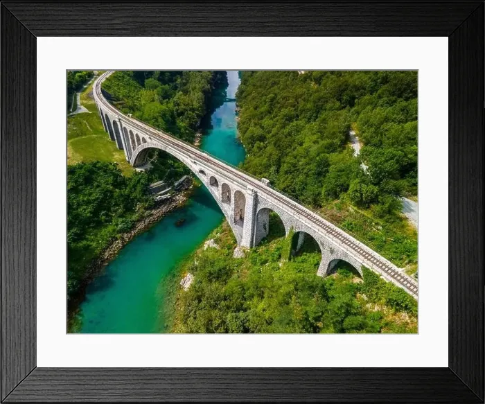 Framed Print : Solkan Bridge in Slovenia over River Soca. World Largest Stone Rail Bridge Framed Print : Solkan Bridge in Slovenia over River Soca. World Largest Stone Rail Bridge