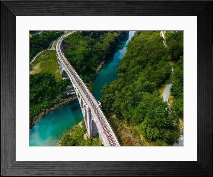 Framed Print : Solkan Bridge in Slovenia over River Soca. World Largest Stone Rail Bridge Framed Print : Solkan Bridge in Slovenia over River Soca. World Largest Stone Rail Bridge
