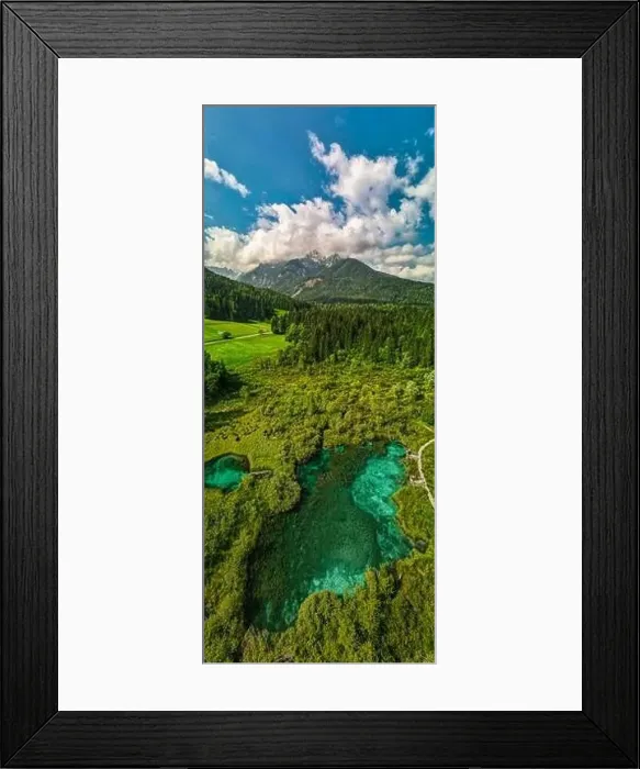 Framed Print : Aerial Vertical Panorama of Zelenci Springs in Slovenia Nature Park Framed Print : Aerial Vertical Panorama of Zelenci Springs in Slovenia Nature Park