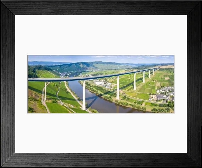 Framed Print : Bridge over Moselle river panorama in Zeltingen Germany road Framed Print : Bridge over Moselle river panorama in Zeltingen Germany road