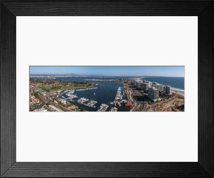 Framed Print : Panorama of boats, military housing and Silver Strand in Coronado, California Framed Print : Panorama of boats, military housing and Silver Strand in Coronado, California