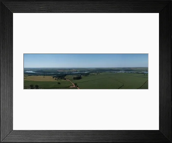 Framed Print : panoramic view of the Tiete River waterway with several plantations nearby