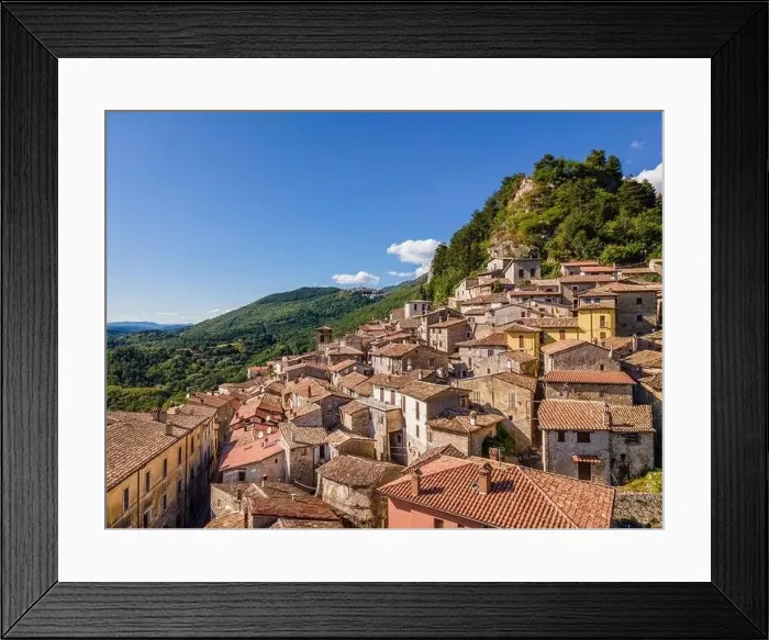 Framed Print : Ancient Italian medieval village perched on a mountain Framed Print : Ancient Italian medieval village perched on a mountain